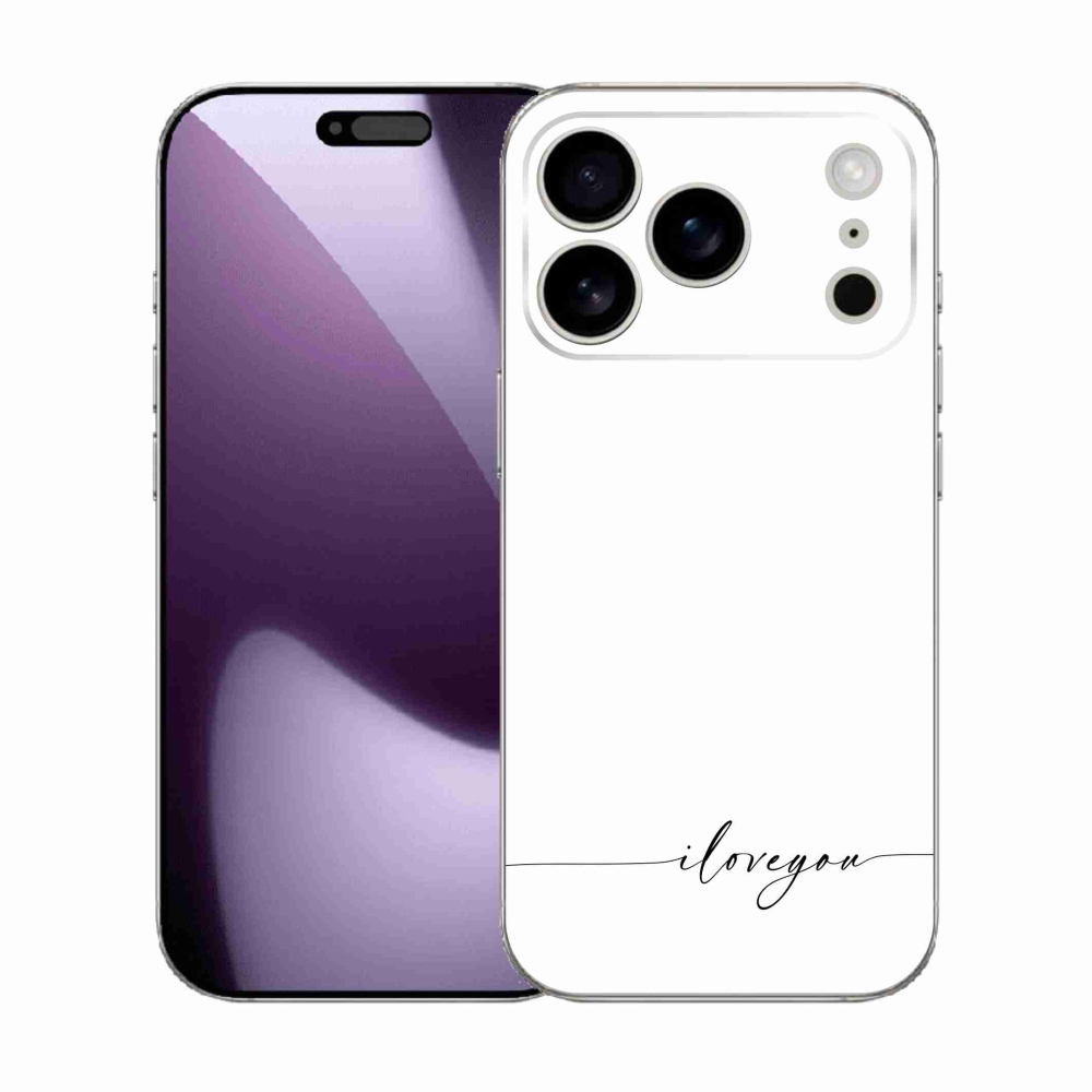 Gélový kryt mmCase na iPhone 17 Pro - I love you biele pozadie