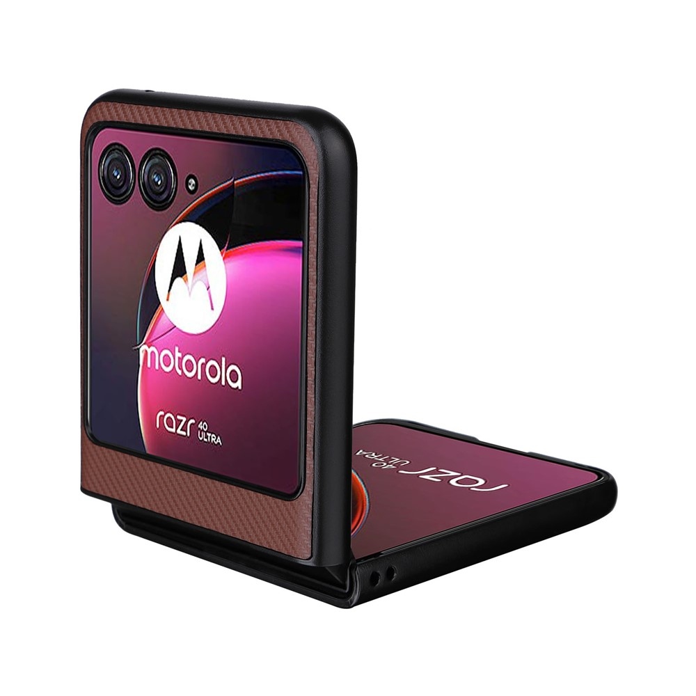 Textúry plastový kryt s umelou kožou na Motorola Razr 40 Ultra 5G - hnedý