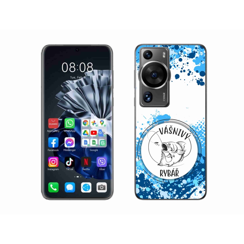Gélový kryt mmCase na Huawei P60 Pro - vášnivý rybár biele pozadie