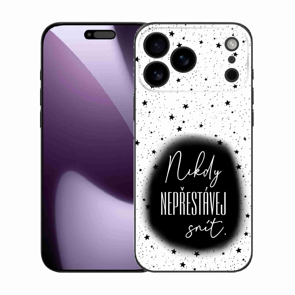 Gélový kryt mmCase na iPhone 17 Pro Max - citát 1 čiernobiele pozadie