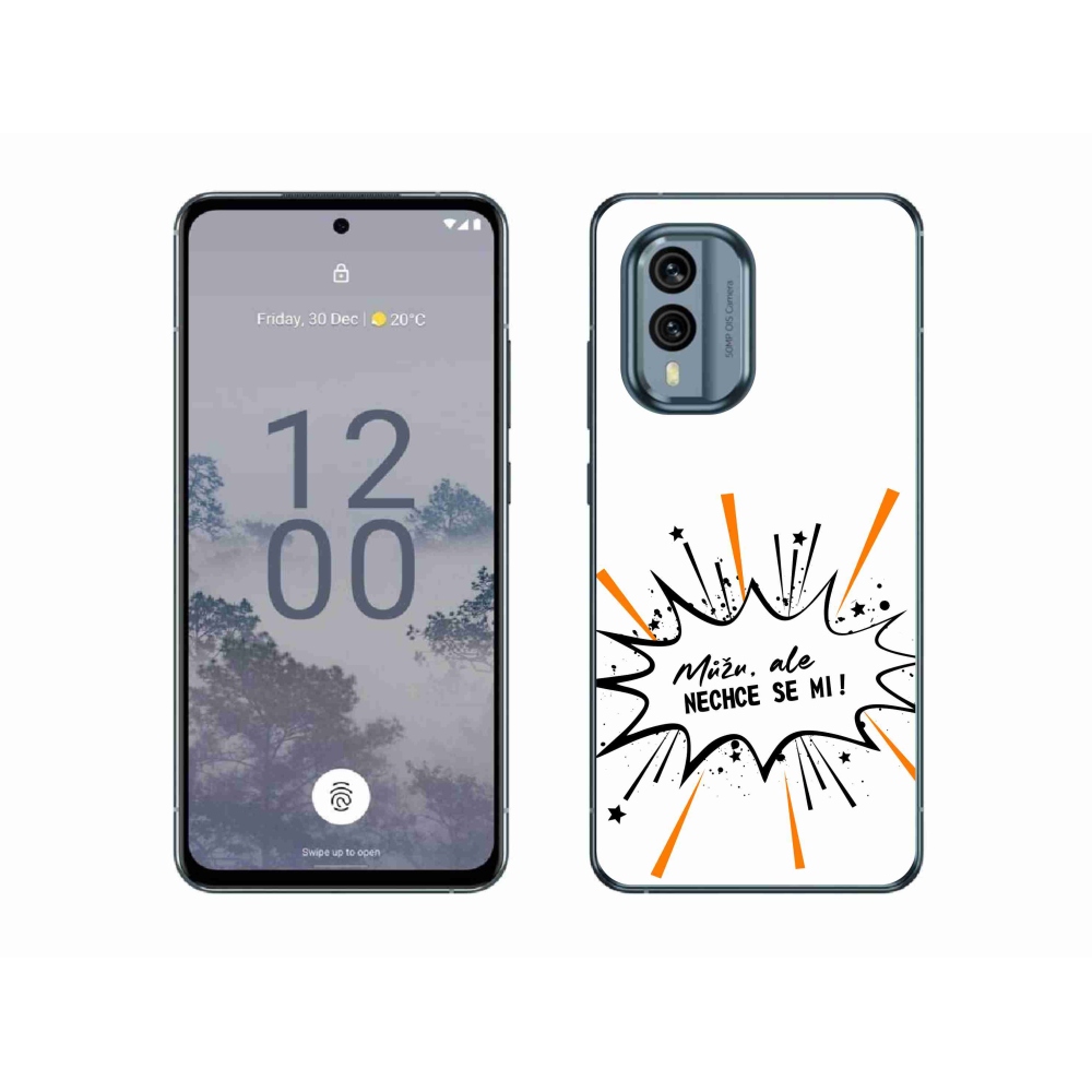 Gélový kryt mmCase na Nokia X30 5G - vtipný text 11 biele pozadie