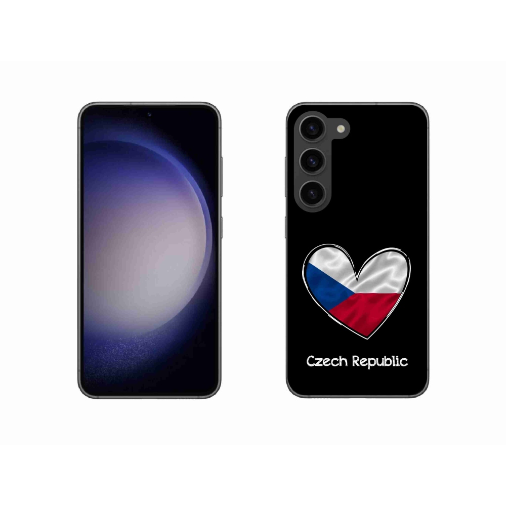 Gélový kryt mmCase na Samsung Galaxy S23 5G - vlajka srdca čierne pozadie