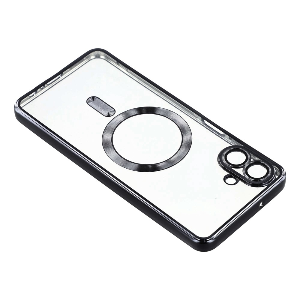 Clear obal s ochranou fotoaparátu a podporou MagSafe na Samsung Galaxy A07 4G - čierny