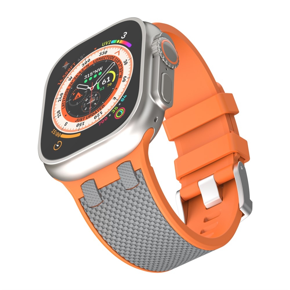 Sports silikónový remienok na Apple Watch Ultra/Ultra 2 49mm/SE/SE 2022/2023 44mm/9/8/7 45mm/6/5/4 44mm/3/2/1 42 mm - oranžový/sivý