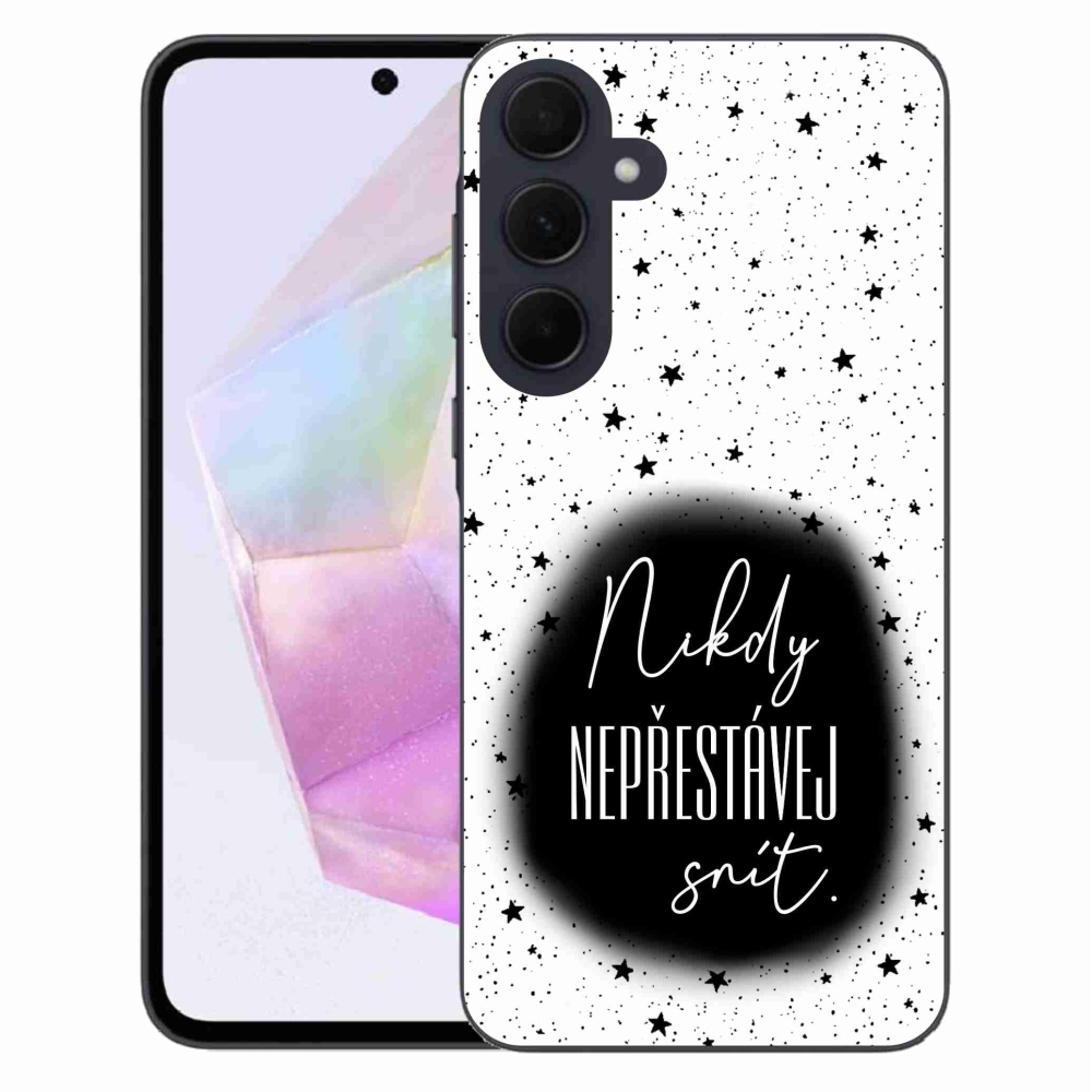 Gélový kryt mmCase na Samsung Galaxy A35 5G - citát 1 čiernobiele pozadie