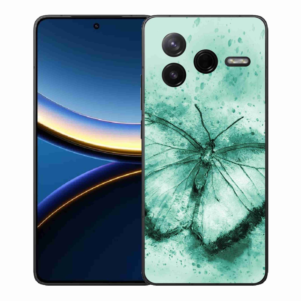 Gélový kryt mmCase na Xiaomi Poco F7 Pro - zelený motýľ
