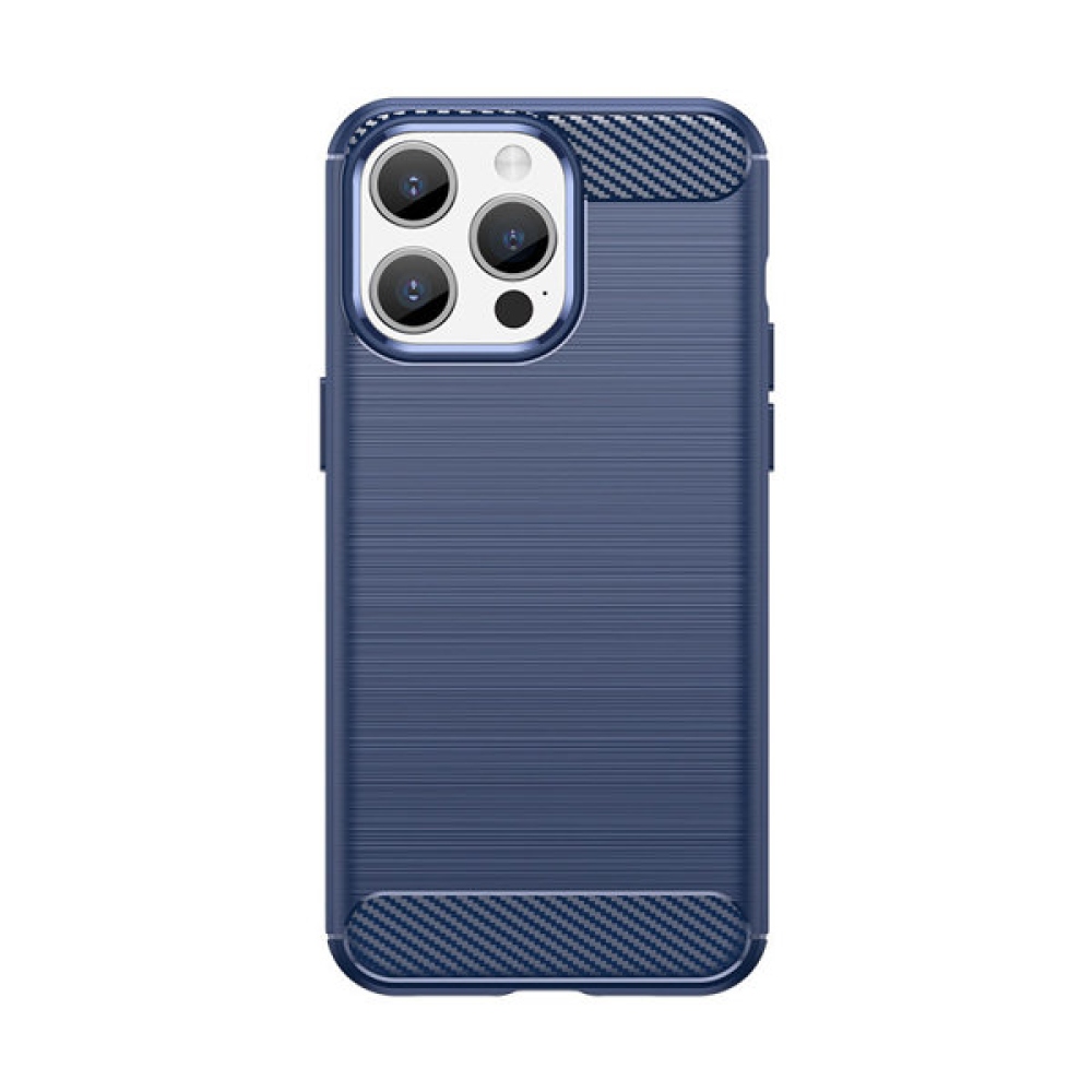 Carbon odolný gélový obal na iPhone 15 Pro Max - modrý