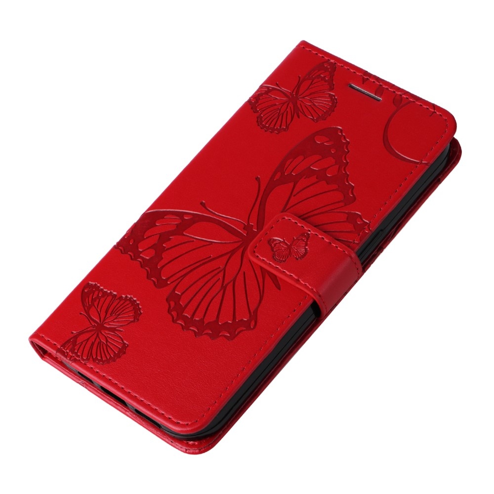 Big Butterfly knižkové púzdro na Xiaomi Redmi Note 14 5G - červené