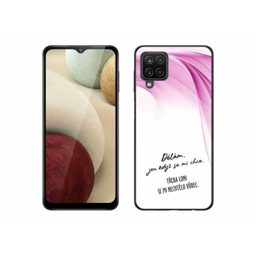 Gélový kryt mmCase na Samsung Galaxy A12 - vtipný text 12 biele pozadie