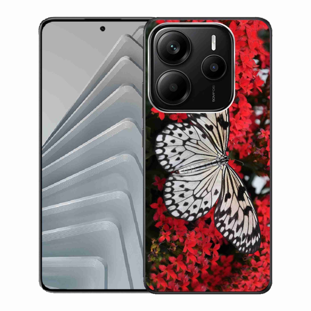 Gélový kryt mmCase na Xiaomi Redmi Note 14 5G - černobílý motýľ 1
