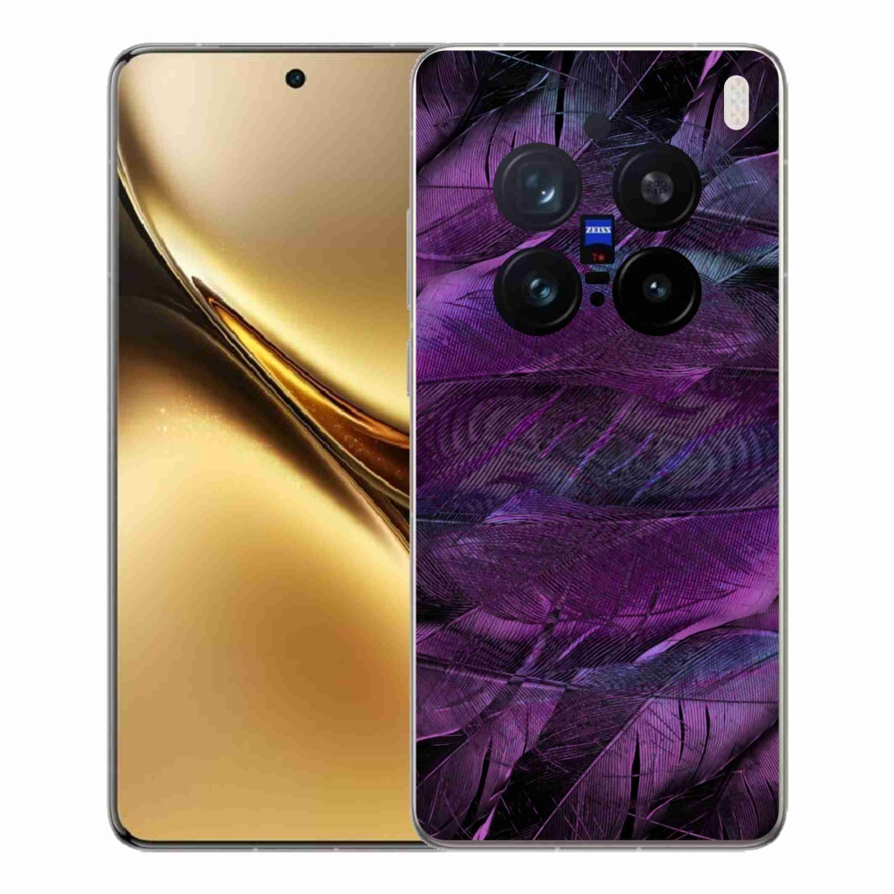 Gélový kryt mmCase na Vivo X200 Pro 5G - fialové pierka