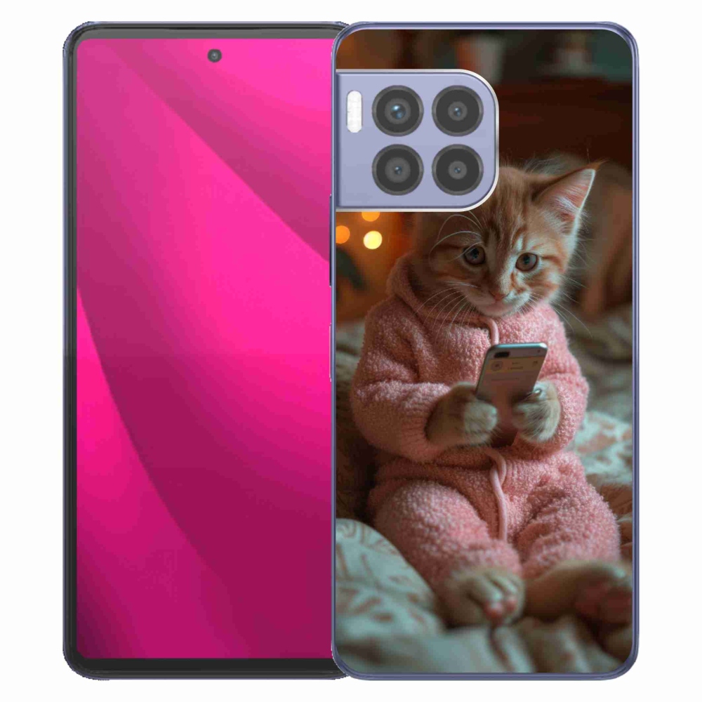 Gélový kryt mmCase na T-Mobile T Phone 2 Pro - mačiatko s mobilom