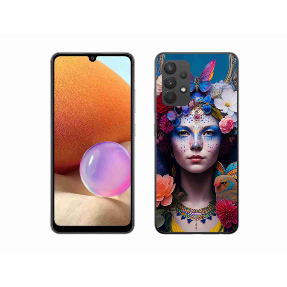 Gélový kryt mmCase na Samsung Galaxy A32 4G - žena s kvetinami
