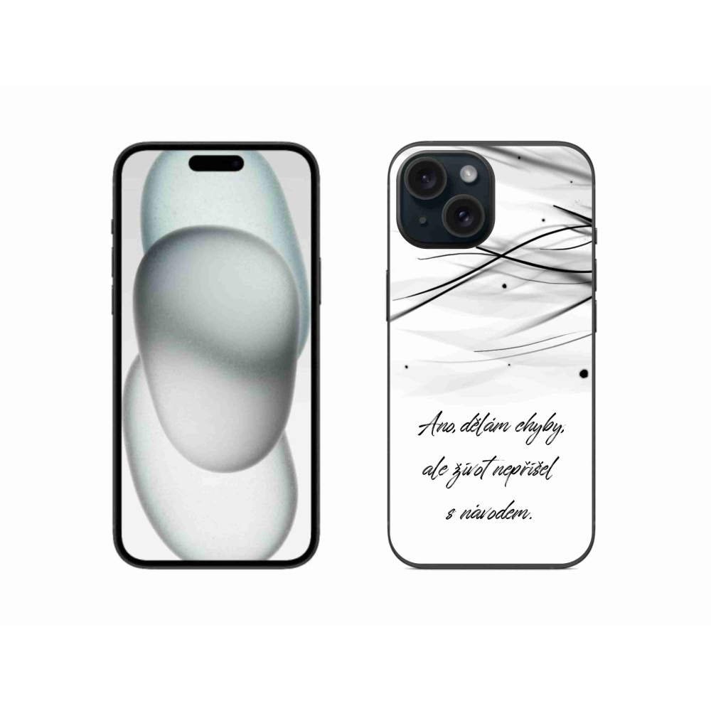 Gélový kryt mmCase na iPhone 15 - citát biele pozadie