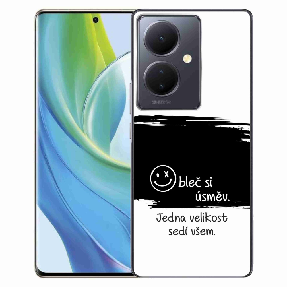Gélový kryt mmCase na Vivo V29 Lite 5G - vtipný text 8 čiernobiele pozadie