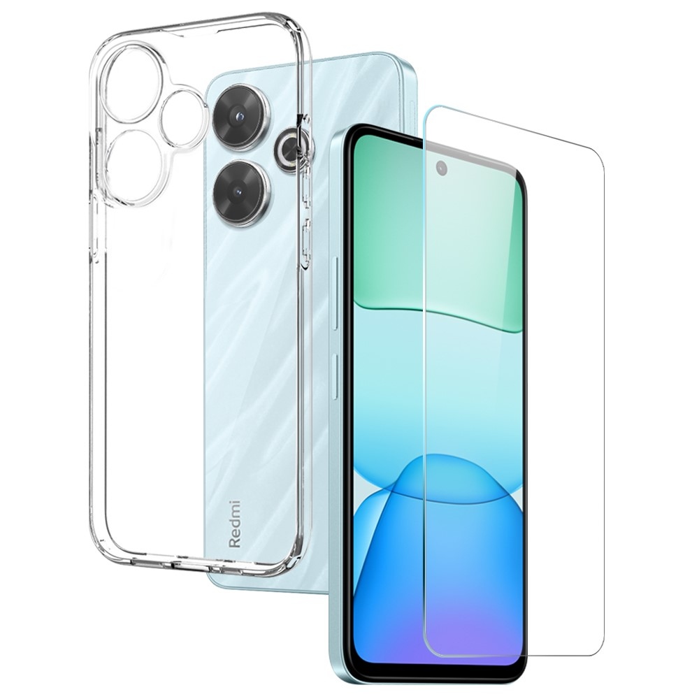 NORTHJO priehľadný gélový obal + tvrdené sklo na Xiaomi Redmi 13 4G/5G - priehľadný