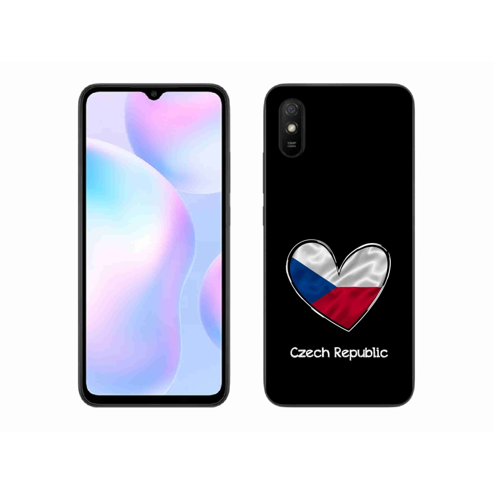 Gélový kryt mmCase na Xiaomi Redmi 9A - vlajka srdca čierne pozadie