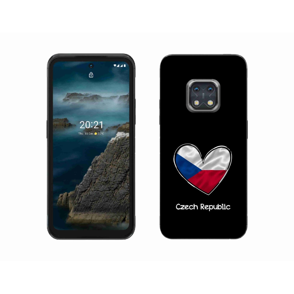 Gélový kryt mmCase na Nokia XR20 - vlajka srdca čierne pozadie