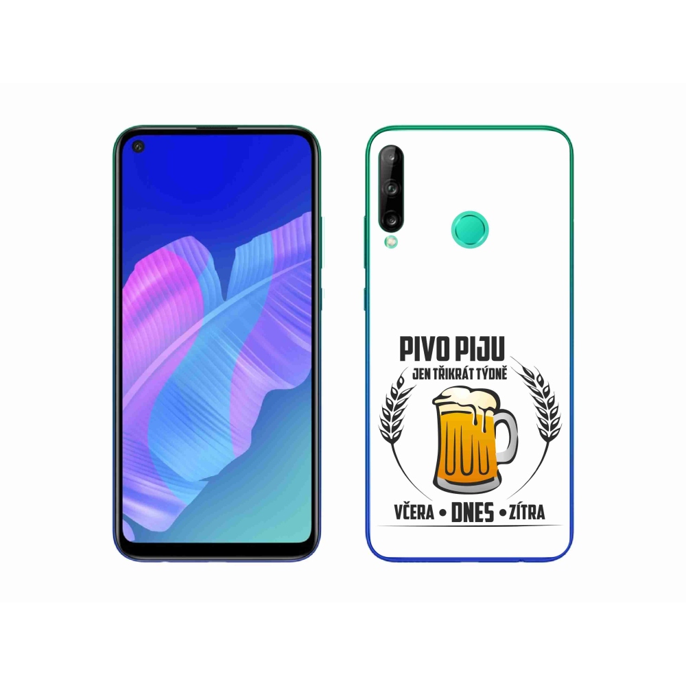 Gélový kryt mmCase na Huawei P40 Lite E - pivný motív biele pozadie