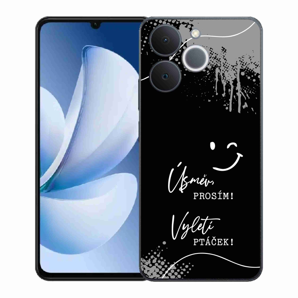 Gélový kryt mmCase na Realme Note 70T - vtipný text 4 čierne pozadie