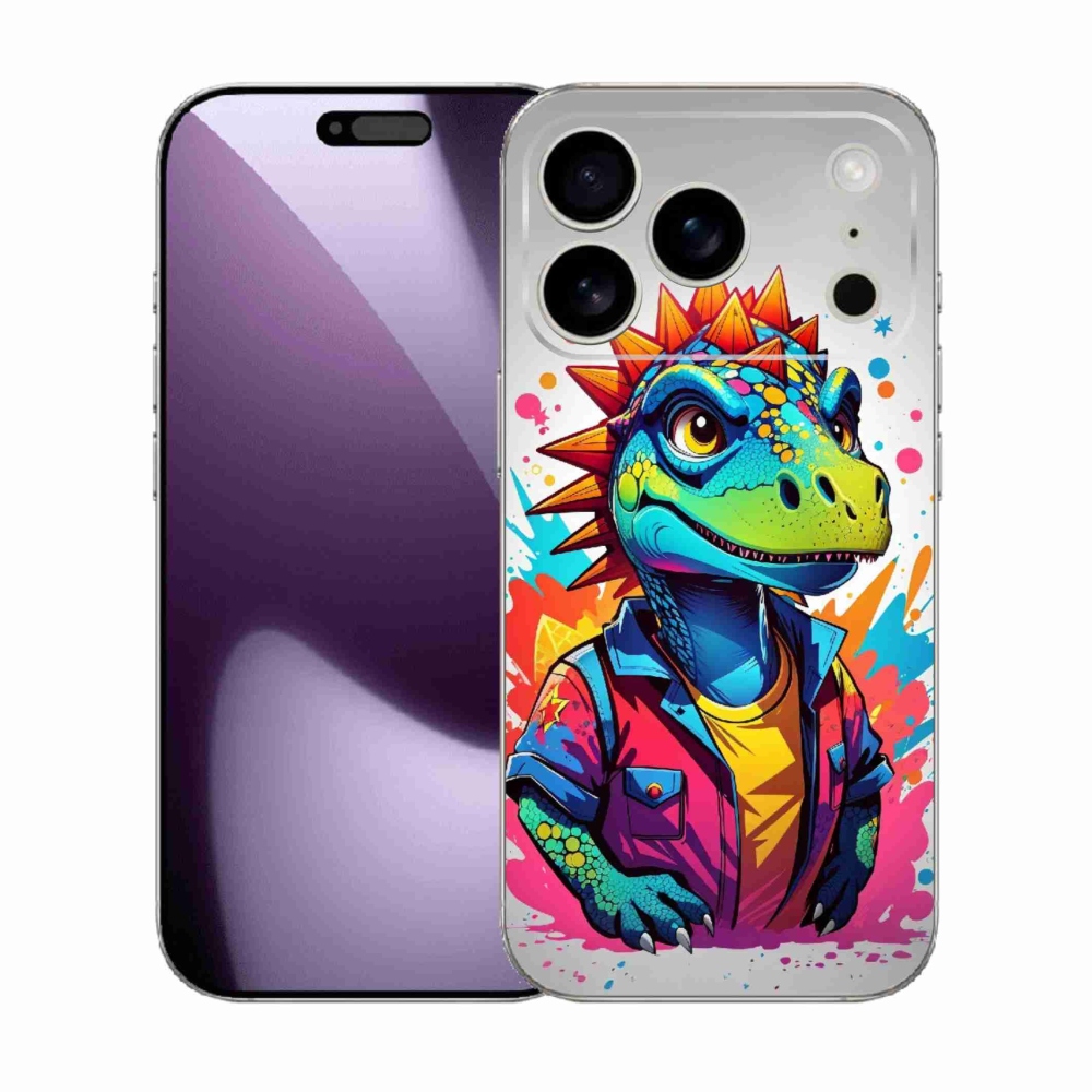 Gélový kryt mmCase na iPhone 17 Pro - farebný dinosaurus