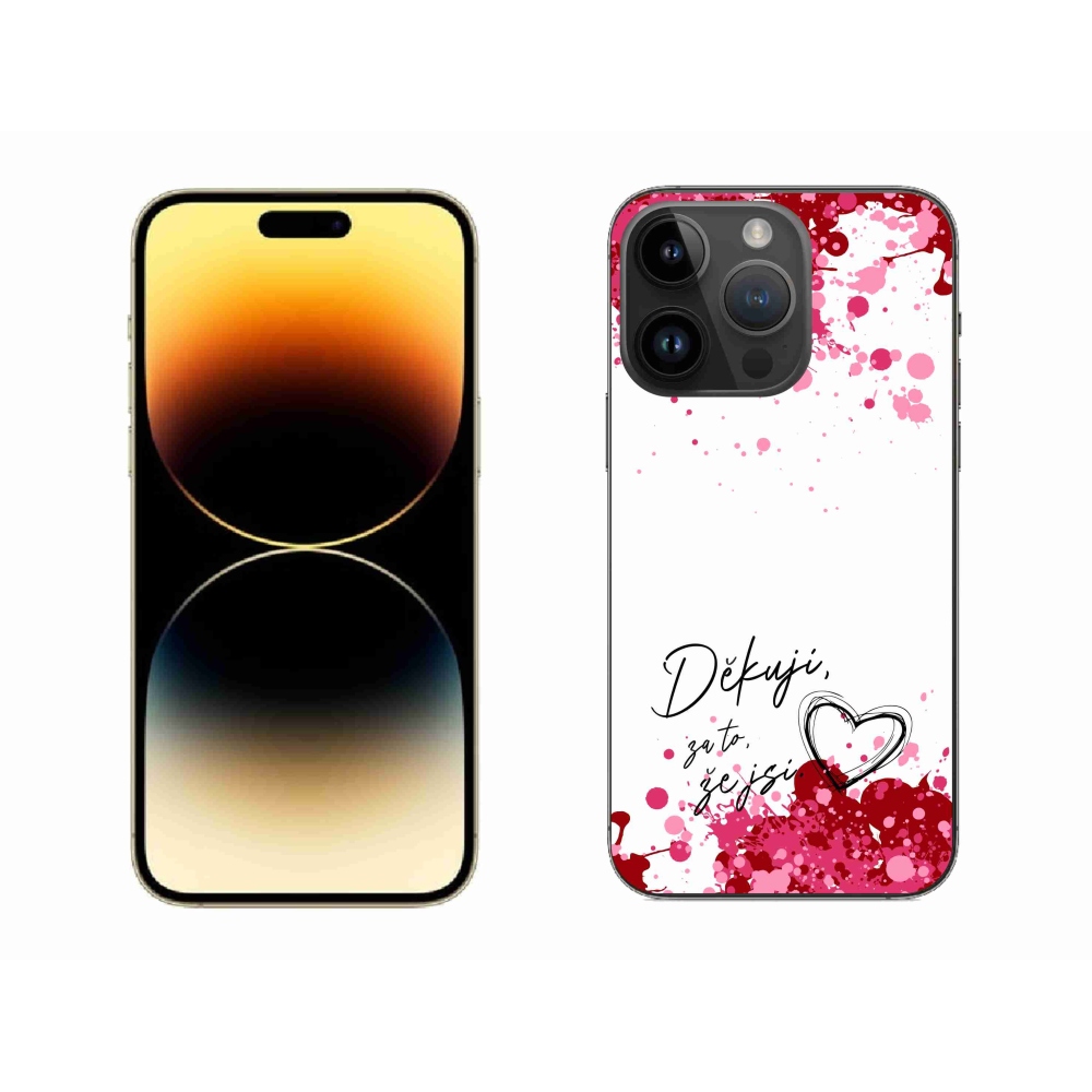 Gélový kryt mmCase na iPhone 14 Pro Max 6.7 - zamilovaný text 2 biele pozadie