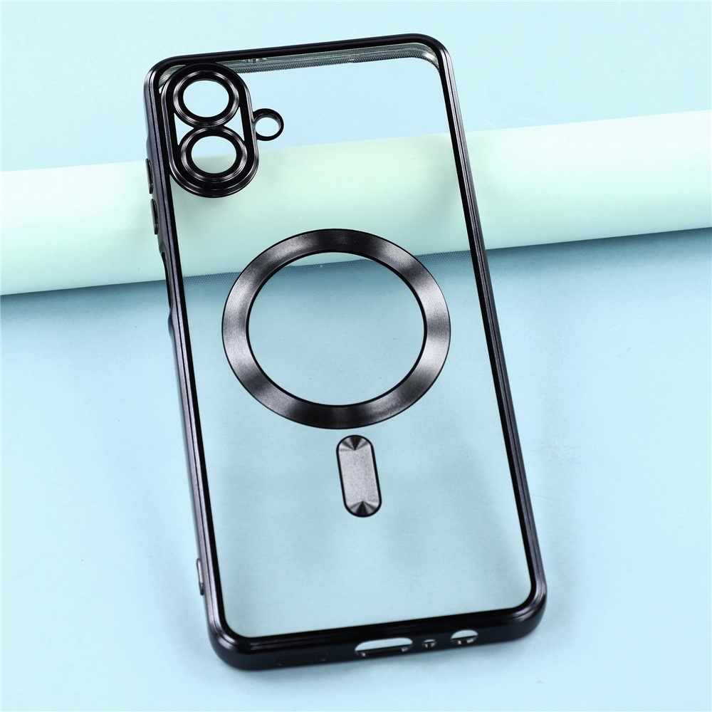 Clear obal s ochranou fotoaparátu a podporou MagSafe na Samsung Galaxy A07 4G - čierny