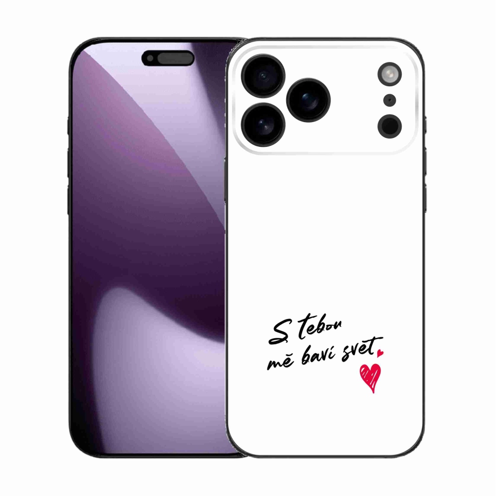Gélový kryt mmCase na iPhone 17 Pro Max - zamilovaný text 1 biele pozadie