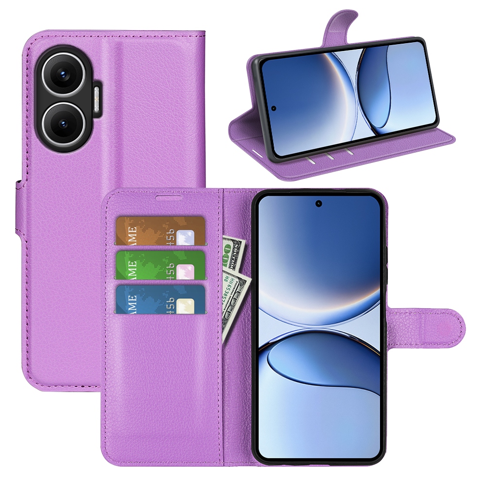 Litchi knižkové puzdro na Xiaomi Poco F7 5G - fialové