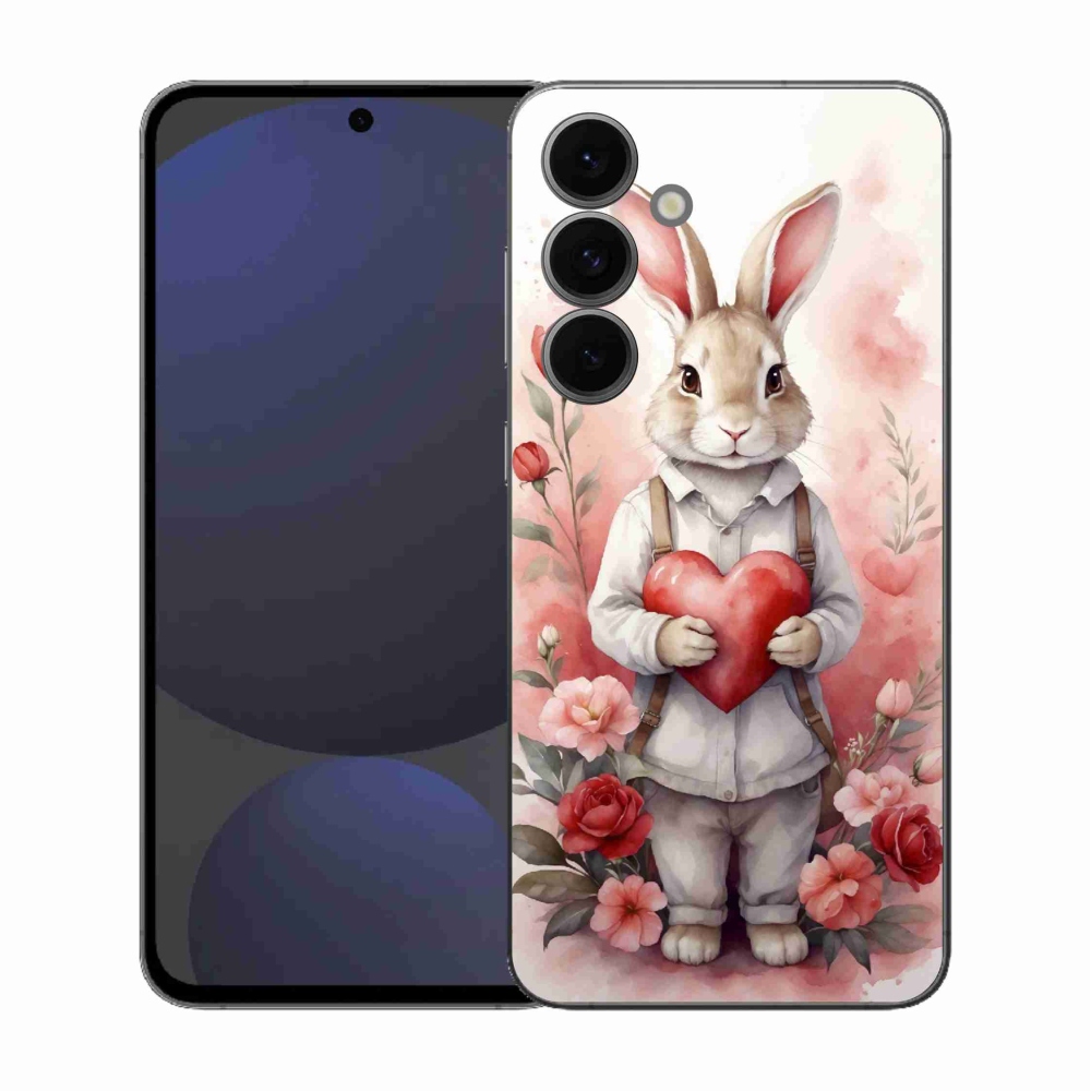 Gélový kryt mmCase na Samsung Galaxy S25 FE - zajac so srdiečkom