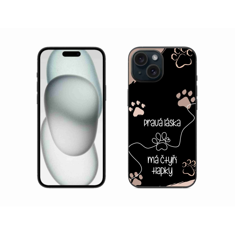 Gélový kryt mmCase na iPhone 15 - psí motív 1 čierne pozadie