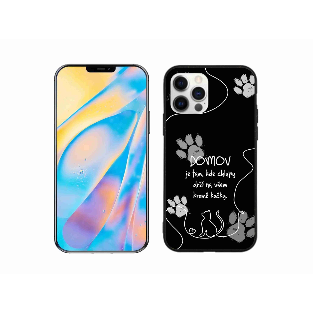 Gélový kryt mmCase na iPhone 12 Pro - mačacie motív čierne pozadie