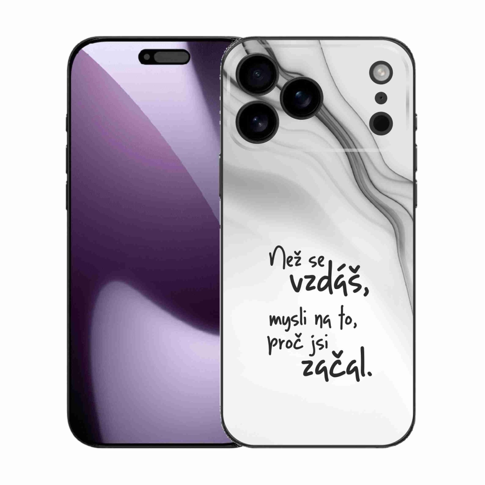 Gélový kryt mmCase na iPhone 17 Pro Max - citát 2 biele pozadie