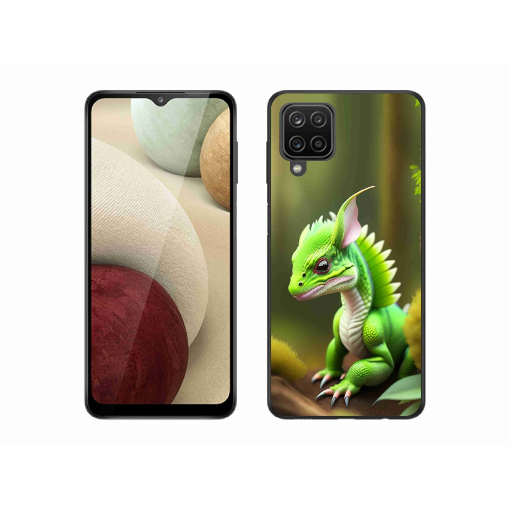 Gélový kryt mmCase na Samsung Galaxy A12 - zelený dráčik