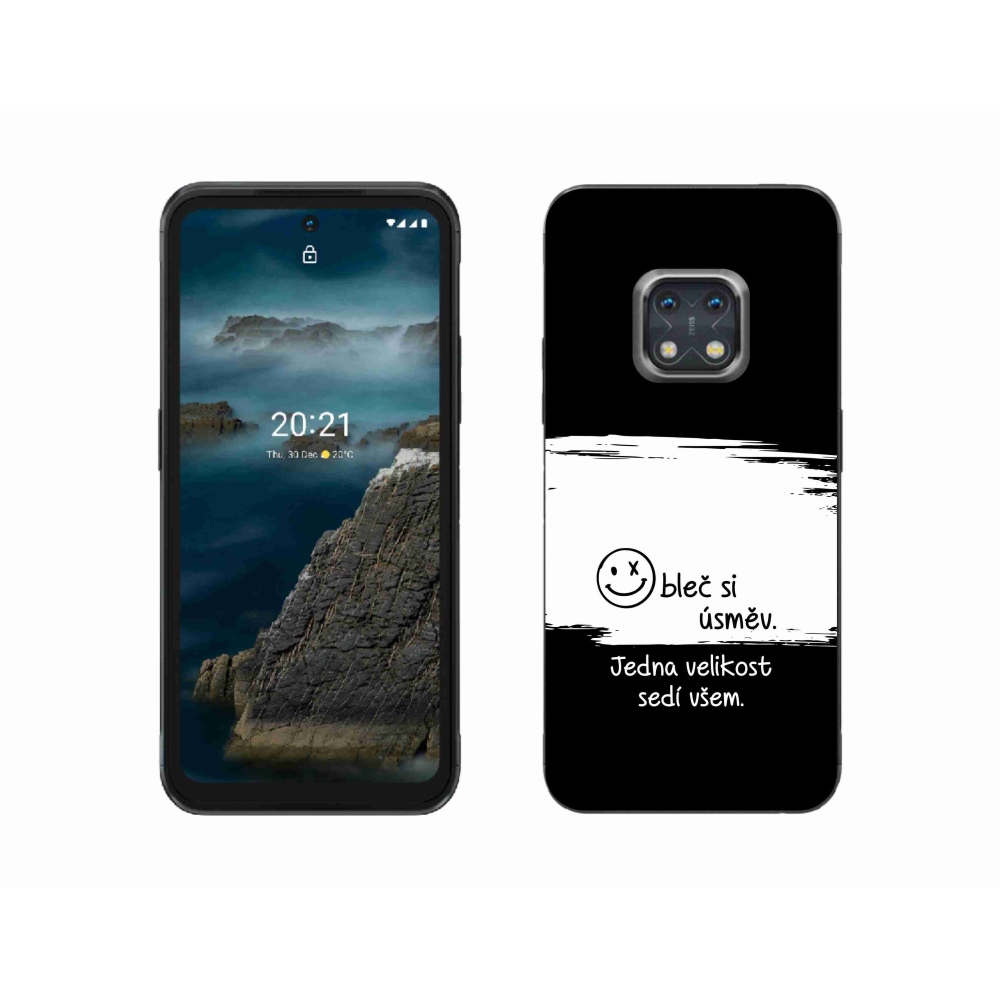 Gélový kryt mmCase na Nokia XR20 - vtipný text 8 bieločierne pozadie