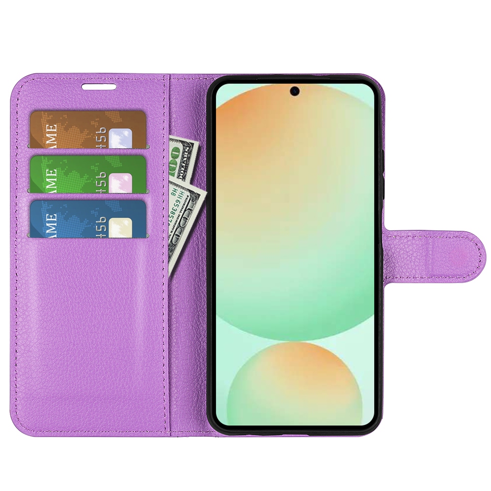 Litchi knižkové púzdro na Samsung Galaxy S25 FE - fialové