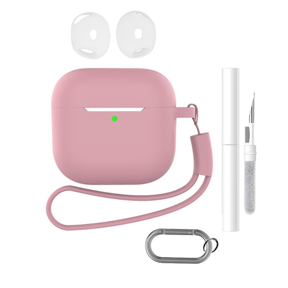 Set silikónový obal na Apple AirPods 4 s čistiacou sadou - tmavoružový