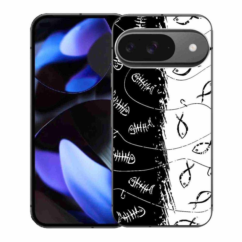Gélový kryt mmCase na Google Pixel 9/9 Pro - kostry a rybky