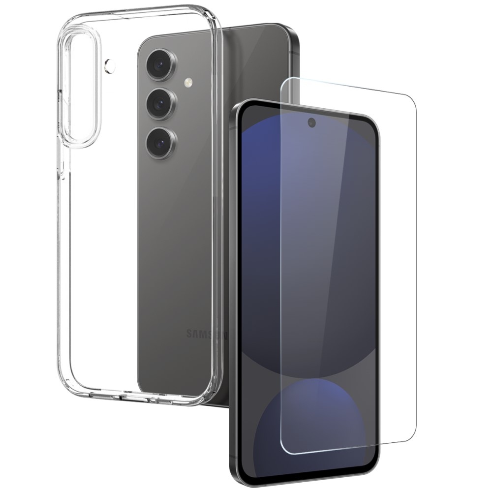 NORTHJO priehľadný gélový obal + tvrdené sklo na Samsung Galaxy S25+ - priehľadný