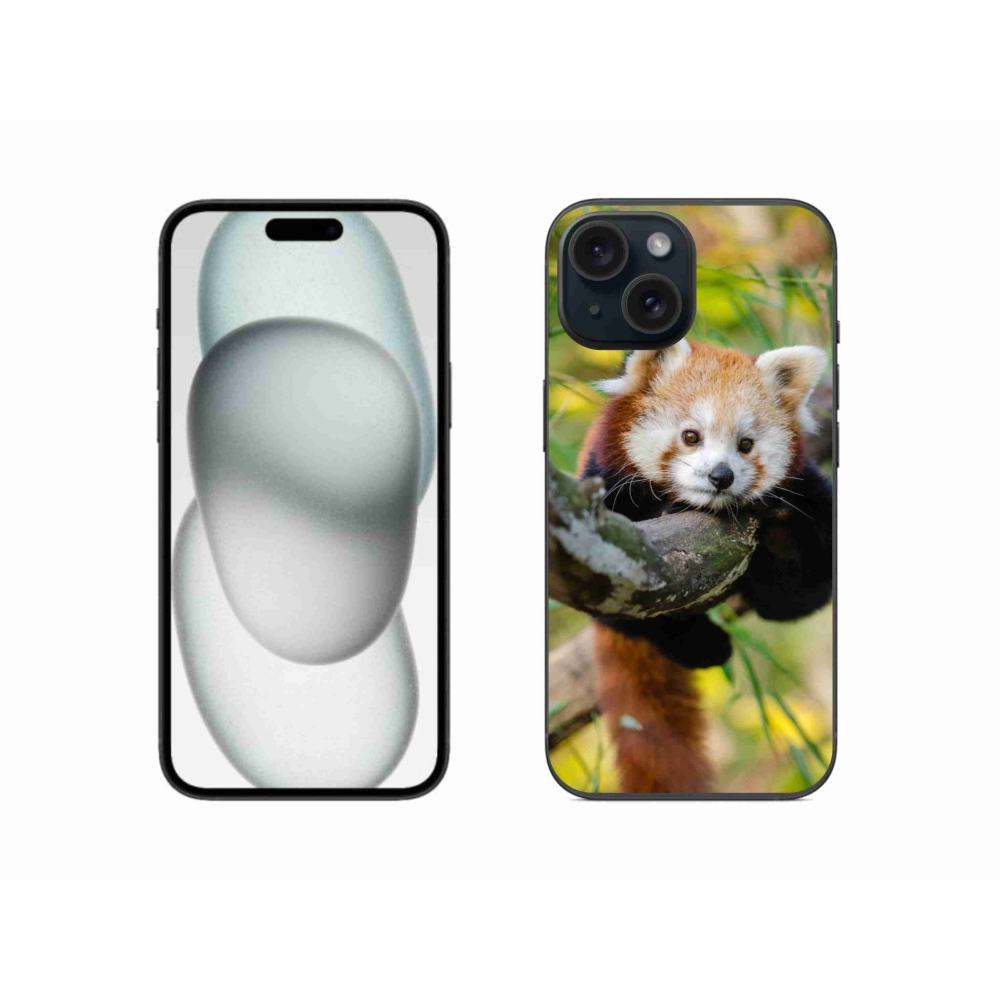 Gélový kryt mmCase na iPhone 15 - panda červená