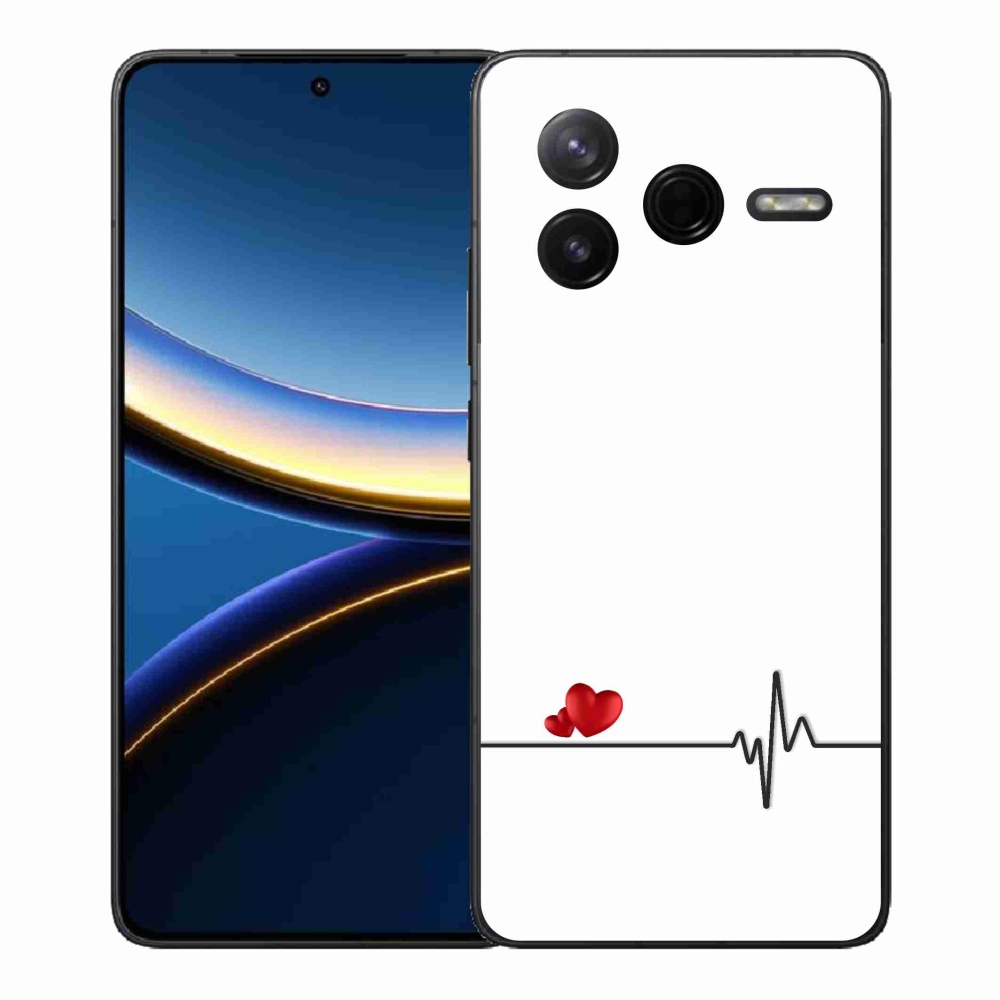Gélový kryt mmCase na Xiaomi Poco F7 Pro - srdce a tep biele pozadie