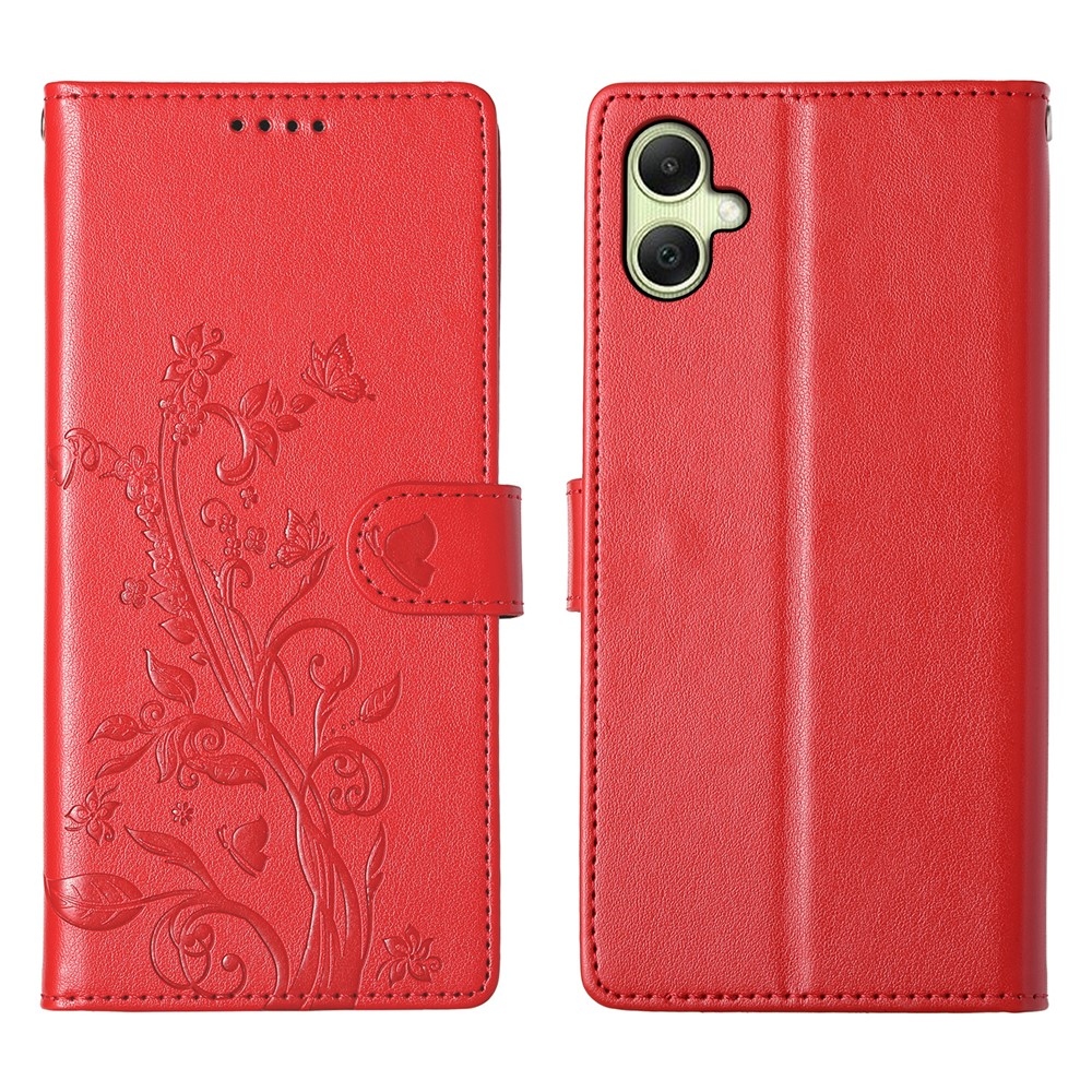 Flowery knižkové púzdro na Samsung Galaxy A07 4G - červené
