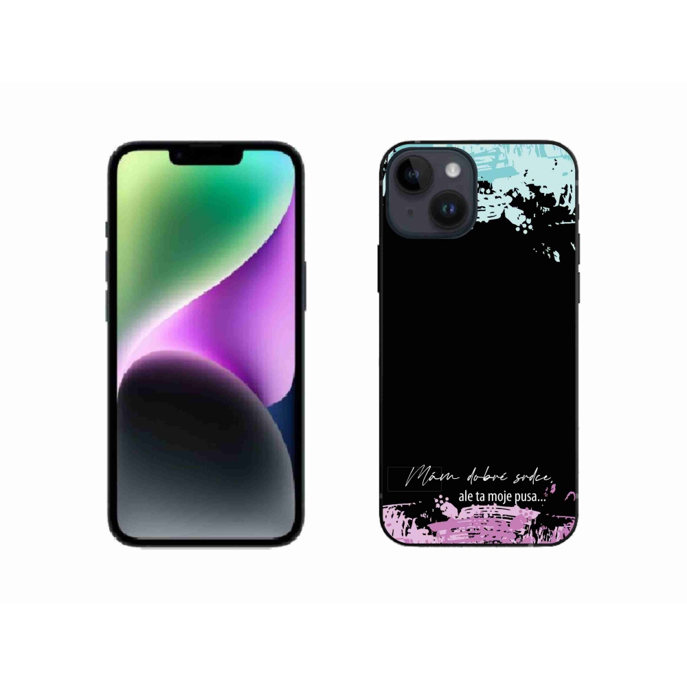 Gélový kryt mmCase na iPhone 14 - vtipný text 3 čierne pozadie