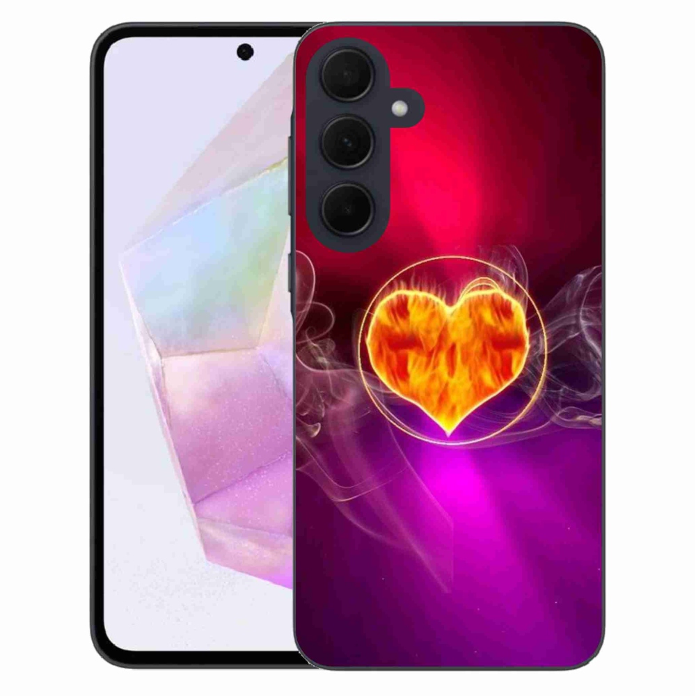 Gélový kryt mmCase na Samsung Galaxy A35 5G - ohnivé srdce