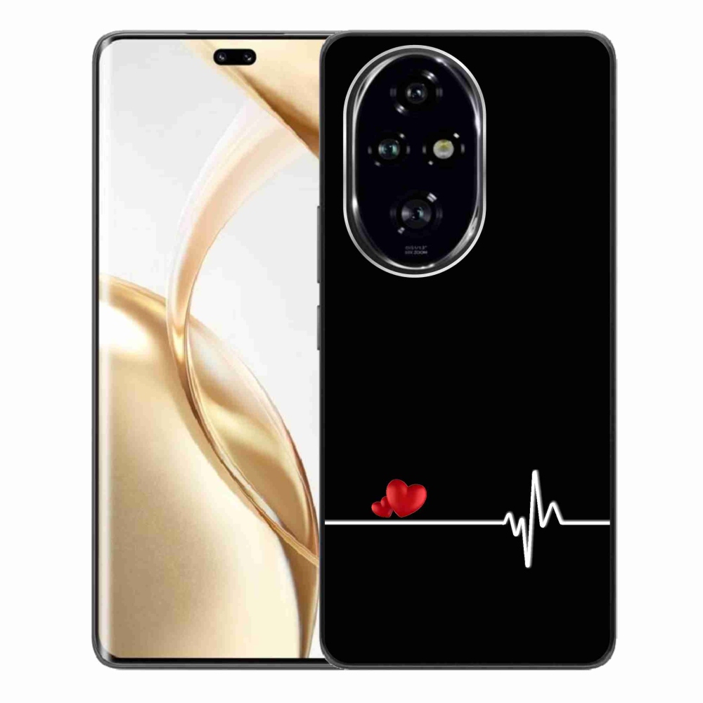 Gélový kryt mmCase na Honor 200 Pro 5G - srdce a tep čierne pozadie
