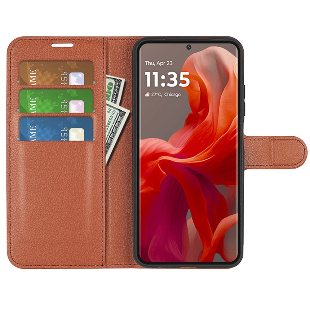 Litchi knižkové púzdro na Motorola Moto G85 5G - hnedé