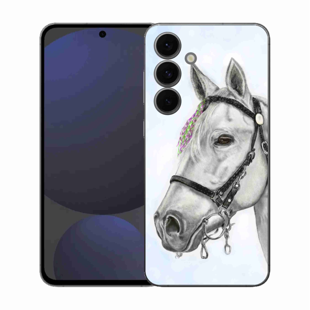 Gélový kryt mmCase na Samsung Galaxy S25 FE - biely kôň 1