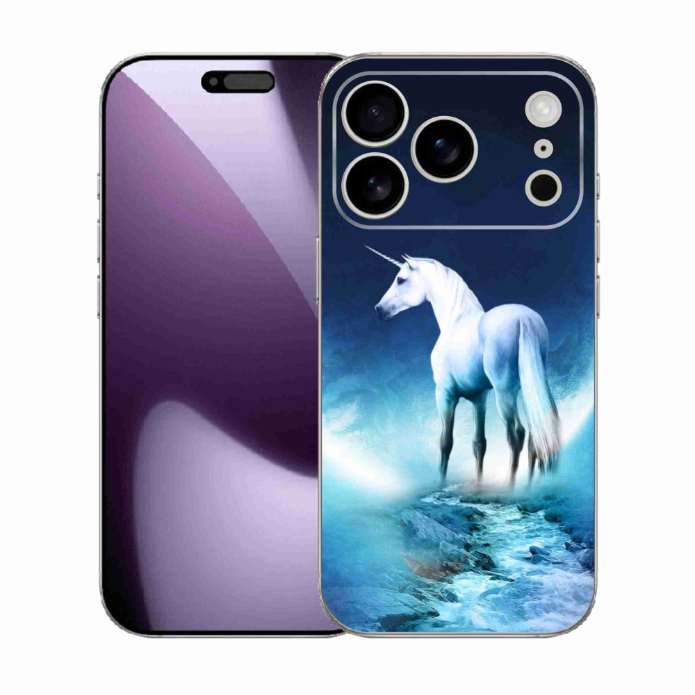 Gélový kryt mmCase na iPhone 17 Pro - biely jednorožec