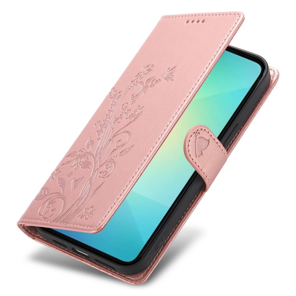 Flowery knižkové puzdro na Samsung Galaxy A07 4G - ružovozlaté