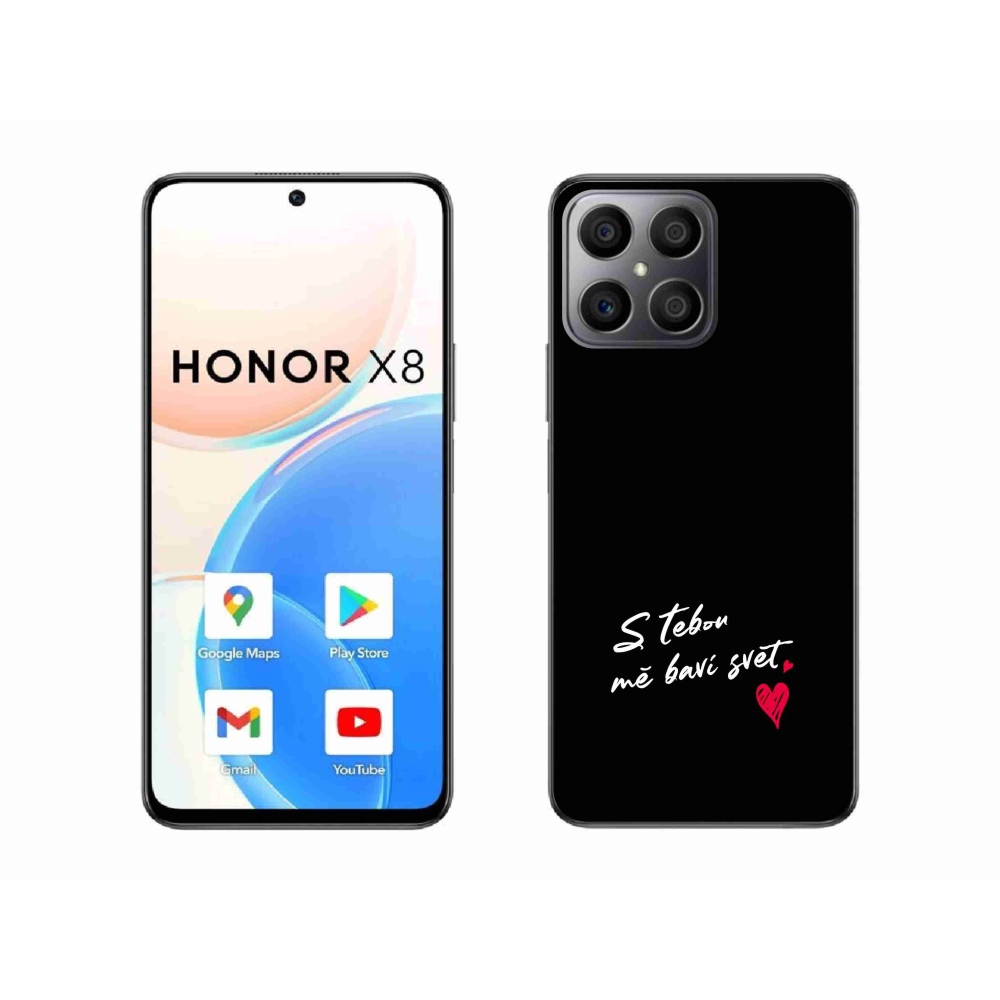 Gélový kryt mmCase na Honor X8 4G - zamilovaný text 1 čierne pozadie